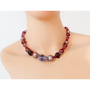 VTG Unsigned Schiaparelli Glass Bead Necklace MCM Artsy 50s Glam Gala Wedding